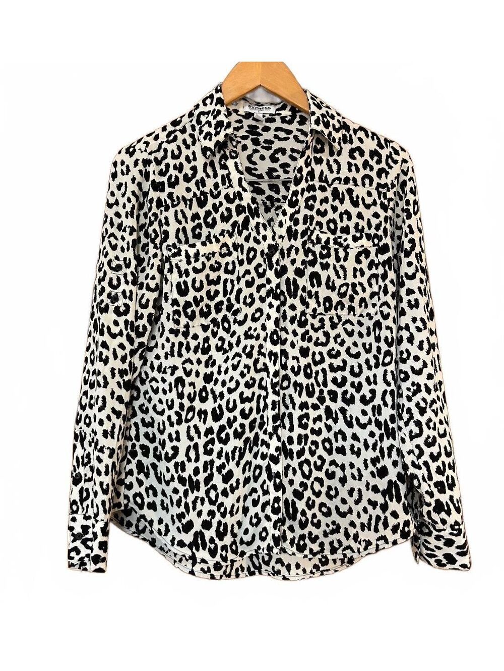 Express The Portofino Shirt Leopard Print Button-Up Blouse Size S